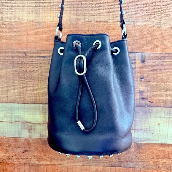 Alexander Wang Alpha Leather Studded Drawstring Bucket Bag - Picture 4 of 13